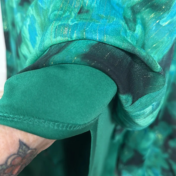 Calvin Klein Emerald Green High Low Chiffon Dress Semi Sheer lined Sz 10 - Picture 7 of 12